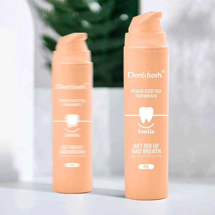 Non irritanti denti biologici sbiancamento naturale pompa bottiglia dentifrici Limone Mango Sapore di fragole