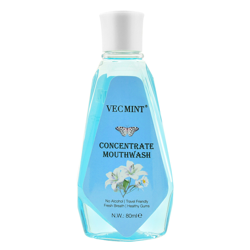 VECMINT Alcol libero 80 ml Aromi floreali Antibatterici Concentrati Lavatorio della bocca Lavatorio orale Lavatorio dentale