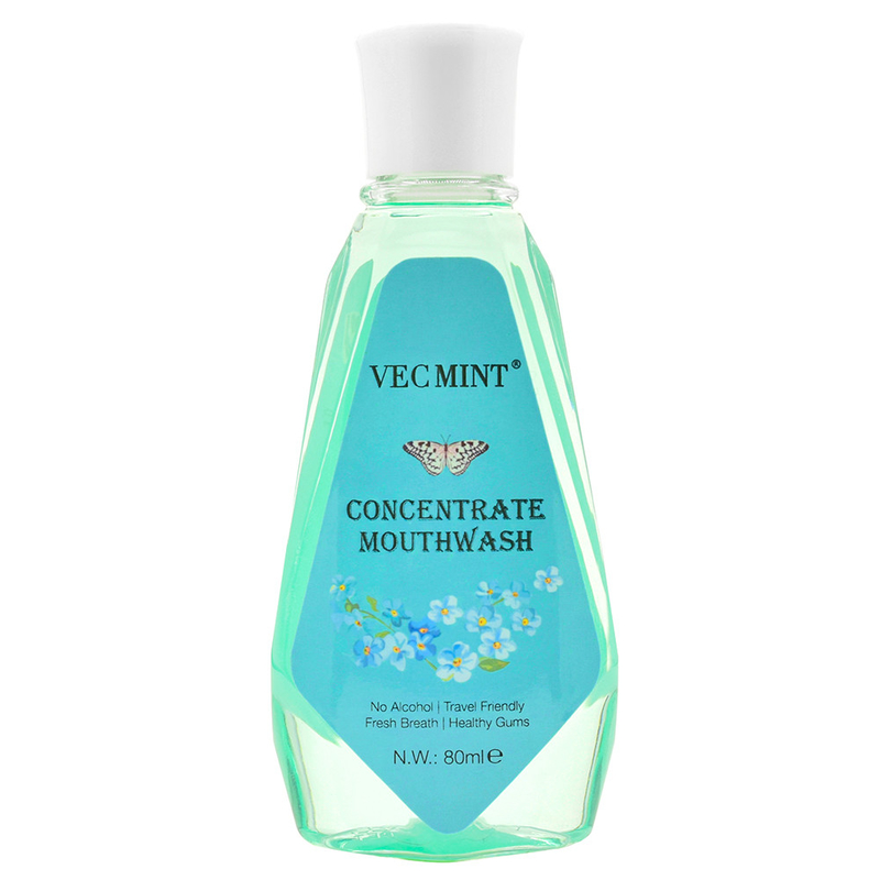 VECMINT Alcol libero 80 ml Aromi floreali Antibatterici Concentrati Lavatorio della bocca Lavatorio orale Lavatorio dentale