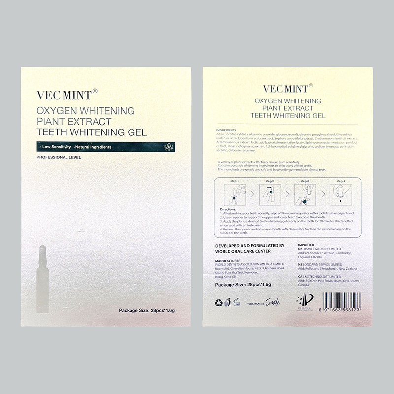 Gel sbiancante per denti a perossido di carbamide di alta qualità CE MSDS Set di sbiancante per denti per la casa