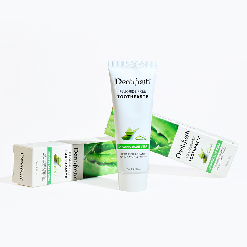 DENTIFRESH Pasta dentale naturale certificata di Aloe Vera 75 ml per bambini adulti senza fluoruro