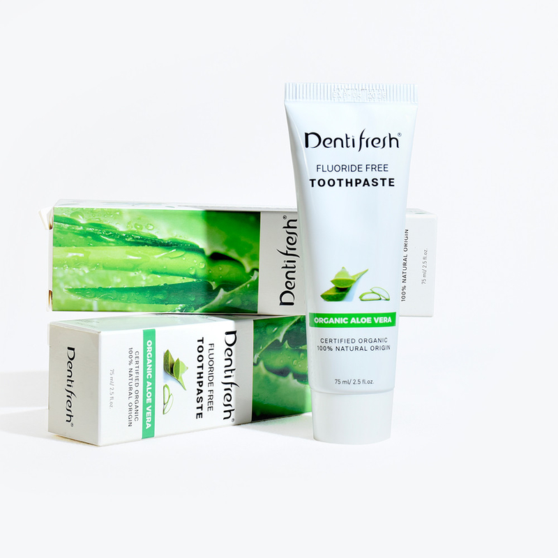DENTIFRESH Pasta dentale naturale certificata di Aloe Vera 75 ml per bambini adulti senza fluoruro