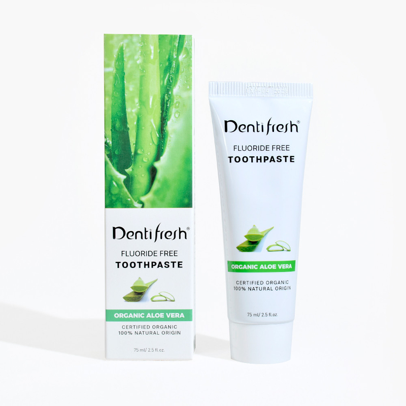 DENTIFRESH Pasta dentale naturale certificata di Aloe Vera 75 ml per bambini adulti senza fluoruro
