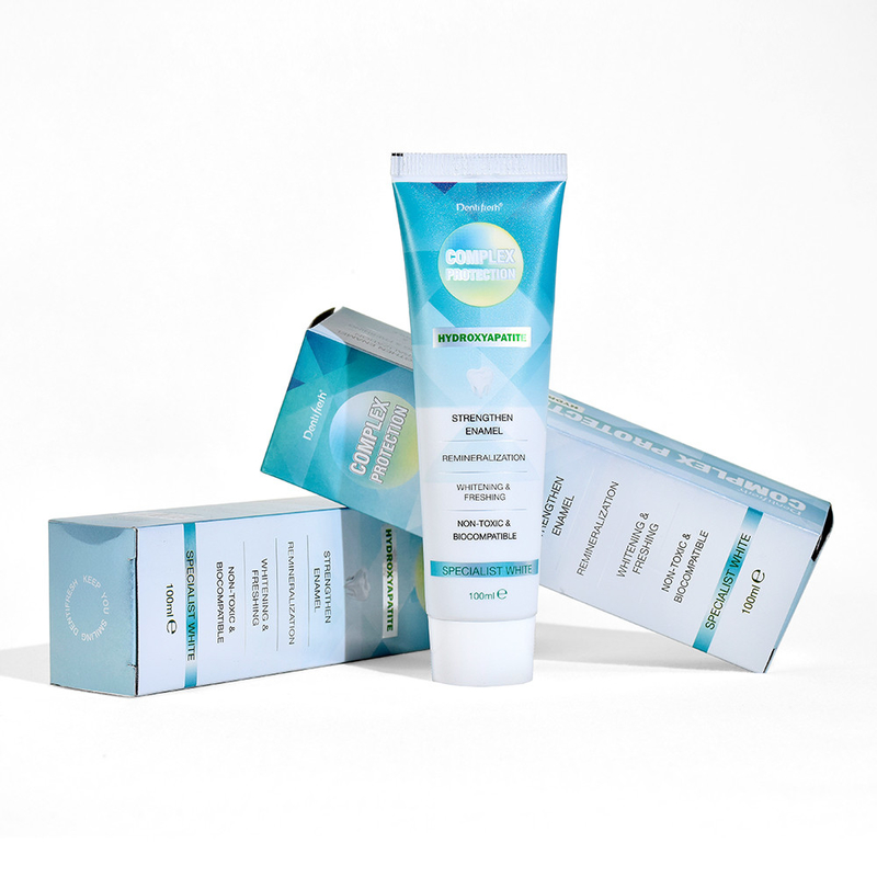 DENTIFRESH 100 g di dentifricio a base di idrossiapatite, dentifricio a sapore di menta, dentifricio per adulti, dentifricio con logo personalizzato