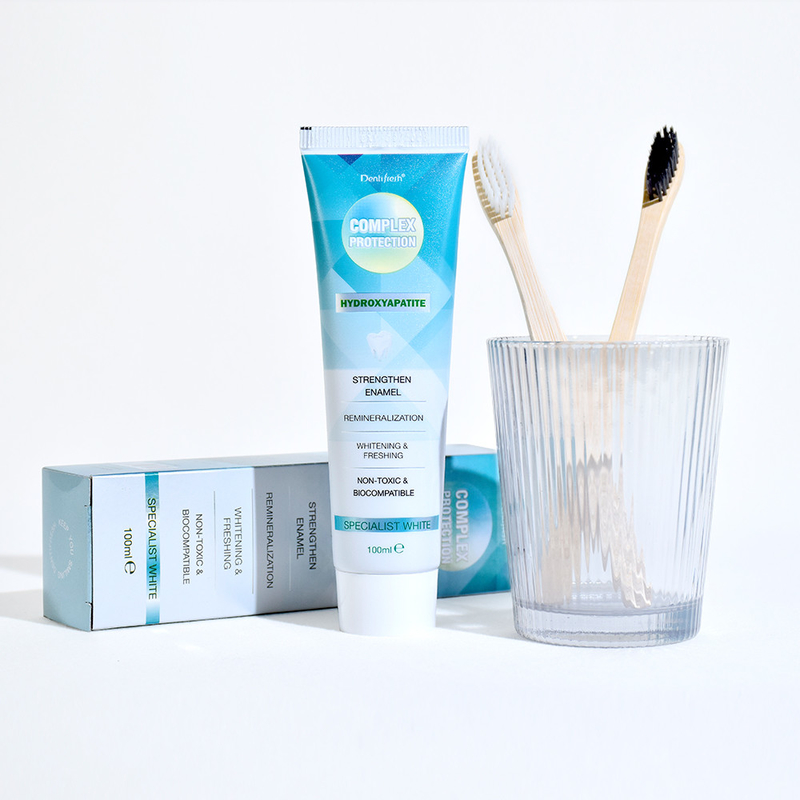 DENTIFRESH 100 g di dentifricio a base di idrossiapatite, dentifricio a sapore di menta, dentifricio per adulti, dentifricio con logo personalizzato