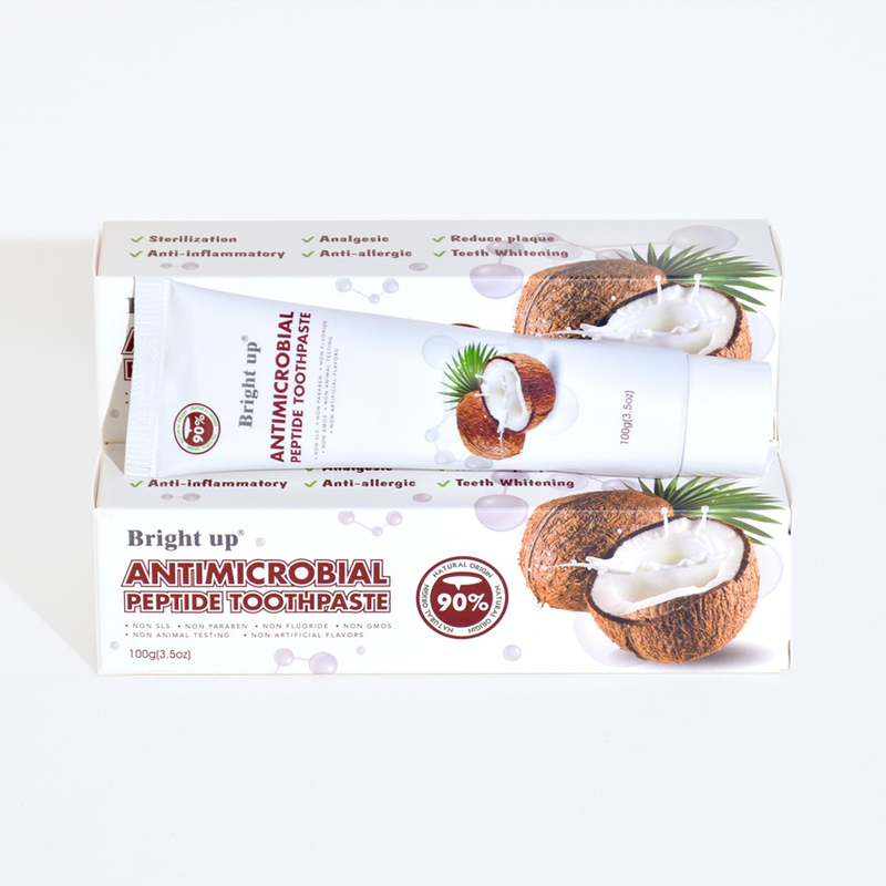 Crema dentale peptidica antimicrobica di alta qualità, 100 g per tubo di olio di cocco all'ingrosso