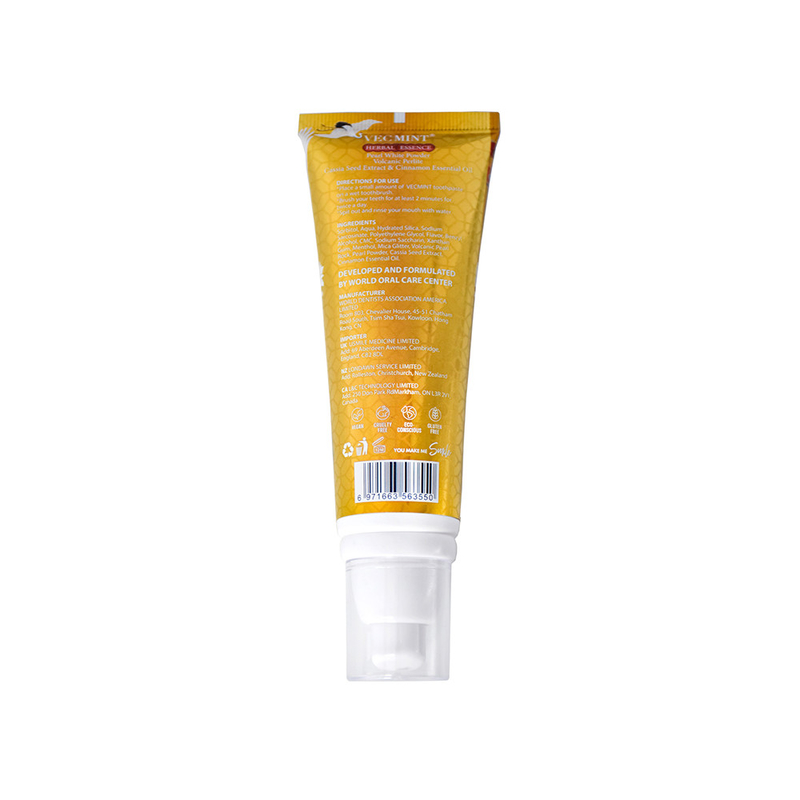 VECMINT dentifricio 100 ml- Perla - Formula di sbiancamento per infusione con estratti di radice di Coptis e Camellia Sinensis
