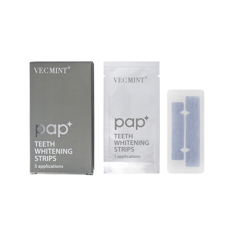 VECMINT pap* Strisce di sbiancamento dei denti avanzate - un pacchetto di 5 applicazioni sorriso bianco duraturo.