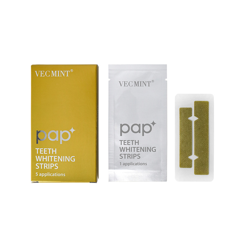 VECMINT pap* Strisce di sbiancamento dei denti avanzate - un pacchetto di 5 applicazioni sorriso bianco duraturo.