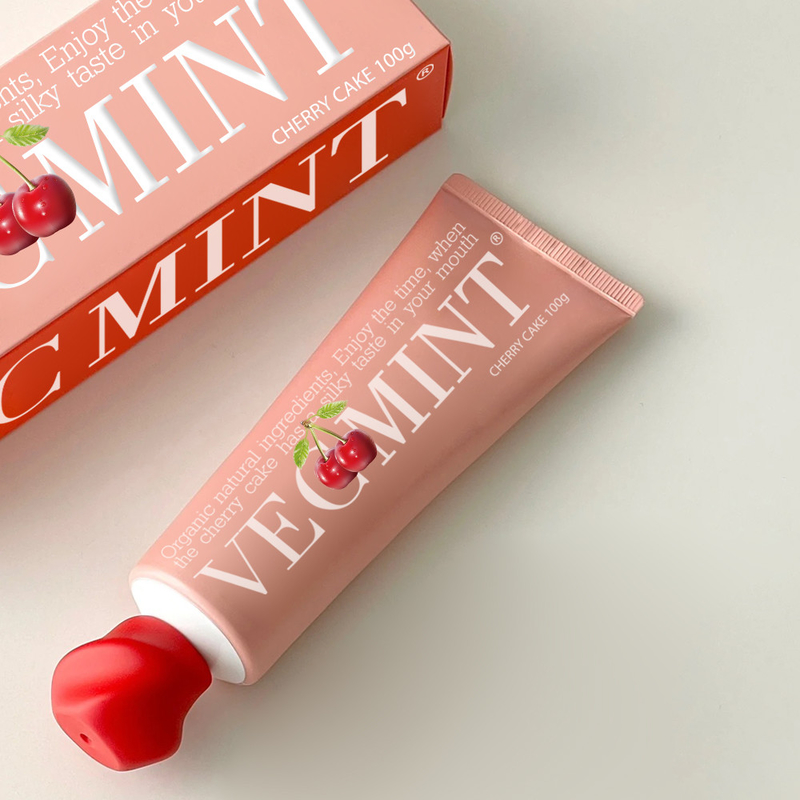 VECMINT Torta di ciliegie Pasta dentale aromatizzata con ingredienti naturali e biologici, deliziosa esperienza orale lattiero-casearia