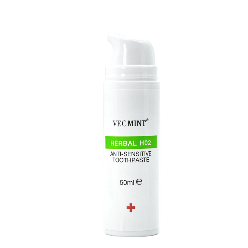 VECMINT Herbal H02 Crema dentale anti-sensibile - 50 ml, formula lenitiva per denti sensibili