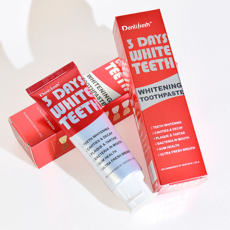 Dentifricio sbiancante avanzato per 3 giorni con fitato di sodio per un sorriso più luminoso