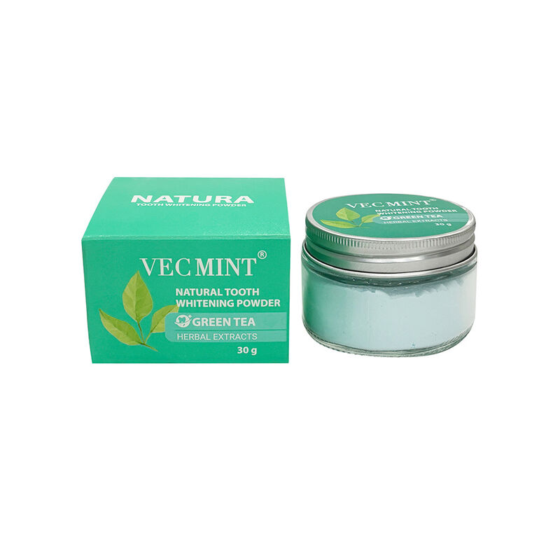 NATURA VECMINT Polvere naturale sbiancante dentale - Estratti di erbe del tè verde Polvere sbiancante per la cura orale (30g)