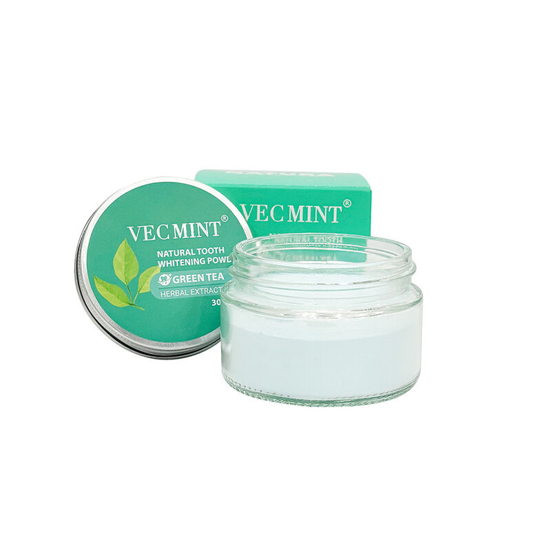 NATURA VECMINT Polvere naturale sbiancante dentale - Estratti di erbe del tè verde Polvere sbiancante per la cura orale (30g)