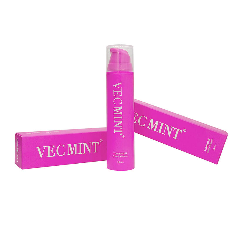 VECMINT Cherry Blossom dentifricio 50 ml - Pump Bottle Design Paste per la cura orale senza fluoro per denti delicati