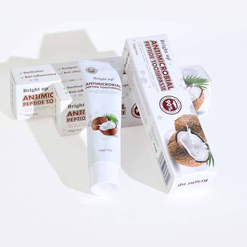 Antimicrobico peptide dentifricio brillante fino a 100 g Sapore di cocco 90% additivi naturali non nocivi ingrosso prodotti per la cura orale all'ingrosso