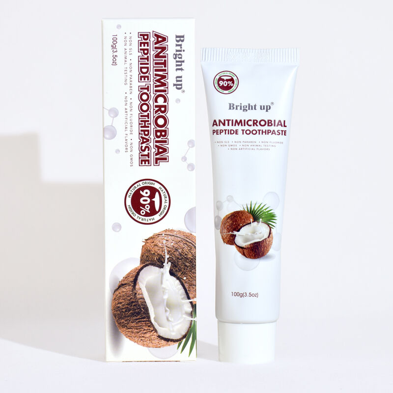 Antimicrobico peptide dentifricio brillante fino a 100 g Sapore di cocco 90% additivi naturali non nocivi ingrosso prodotti per la cura orale all'ingrosso