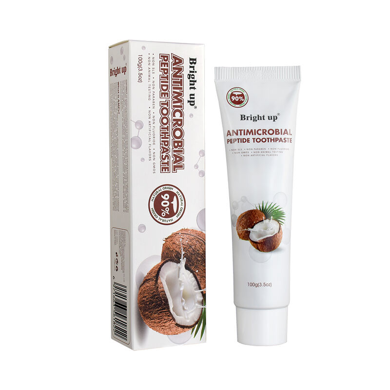 Antimicrobico peptide dentifricio brillante fino a 100 g Sapore di cocco 90% additivi naturali non nocivi ingrosso prodotti per la cura orale all'ingrosso